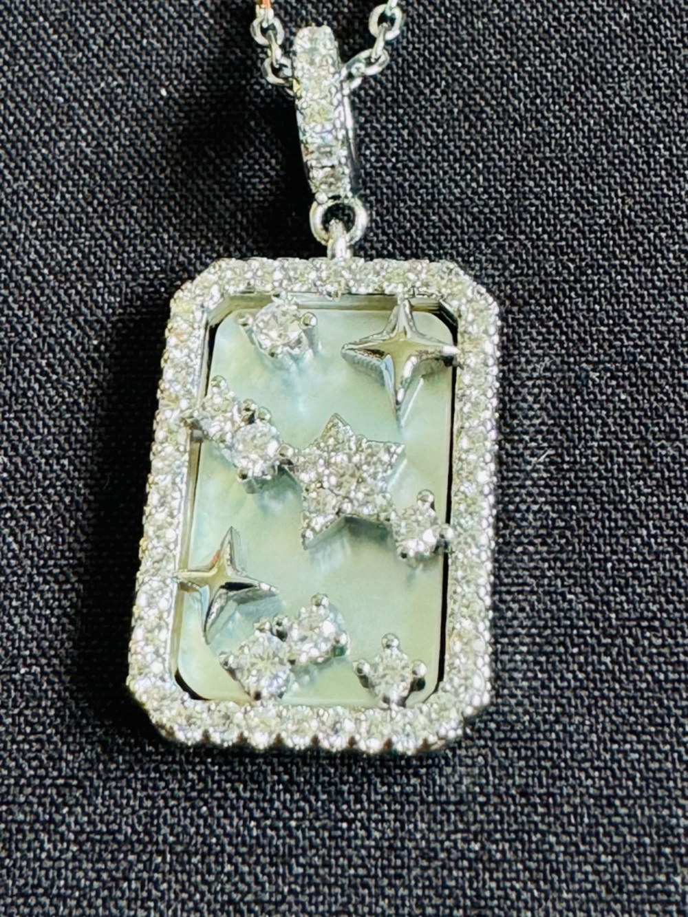 Sterling Silver Mother-of-Pearl Star Pendant Necklace - White/Gold Accent